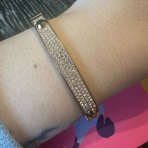 Michael Kors Brilliance Astor Pavé Rose Gold Hinged Bar Bracelet Bangle